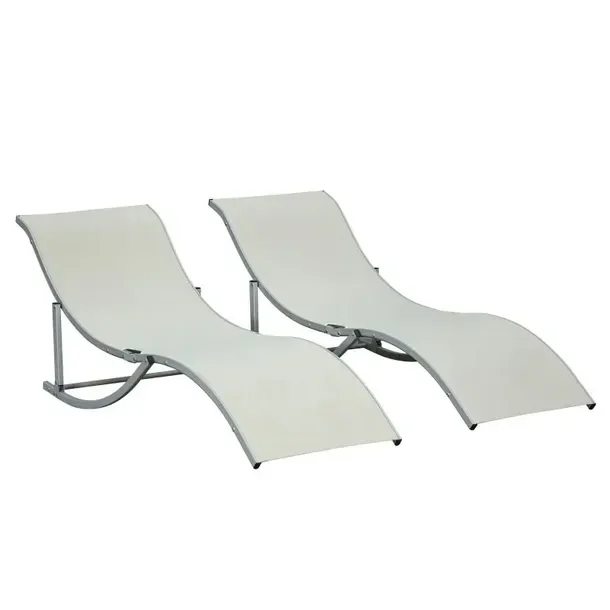 Leżak Ogrodowy Aluminiowy 2 Sztuki 165 X 61 63 Cm