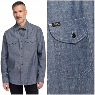 Lee 101 70'S SHIRT Dry PREMIUM luźna bawełniana koszula jeansowa chambray M - Koszule męskie - miniaturka - grafika 1