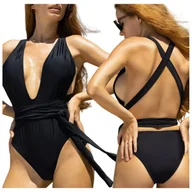 Stroje kąpielowe - STRÓJ KĄPIELOWY MONOKINI PLAŻA BASEN WYCIĘCIA SEXI KOSTIUM JEDNOCZĘŚCIOWY M - miniaturka - grafika 1
