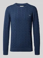 Swetry męskie - Sweter z dzianiny z prążkowanymi wykończeniami - miniaturka - grafika 1