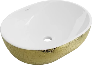Mexen Viki umywalka nablatowa 48 x 35 cm, biała/złota wzór łuski - 21054808 - Umywalki - miniaturka - grafika 1
