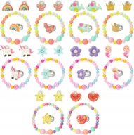 Biżuteria dla dzieci - ZESTAW BIŻUTERII DLA DZIEWCZYNEK 10 ZESTAWÓW BRANSOLETKI KOLCZYKI - miniaturka - grafika 1