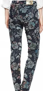 Spodnie jeans damskie Desigual Skinny Floc kwiaty niebieskie wąskie r. 25 - Spodnie damskie - miniaturka - grafika 1