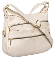 Torebki damskie - Torebka damska na ramię eko Rovicky na suwak pojemna listonoszka z kieszeniami, beżowy - miniaturka - grafika 1