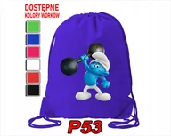 Torby szkolne - WOREK SZKOLNY NA WF BUTY SPORTOWY DLA DZIECKA SMERFY 5 WZORÓW + IMIĘ - miniaturka - grafika 1