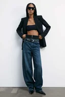 Spodnie damskie - Jeansy baggy z gorsetem - miniaturka - grafika 1