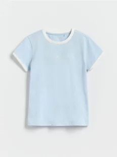 Reserved - Bawełniany t-shirt z haftem - jasnoniebieski - Koszulki dla dziewczynek - miniaturka - grafika 1