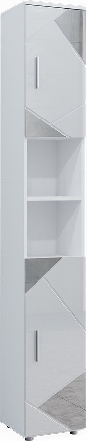 Vicco Szafka łazienkowa Irma, 30 x 192 cm, Biały wysoki połysk z wkładkami