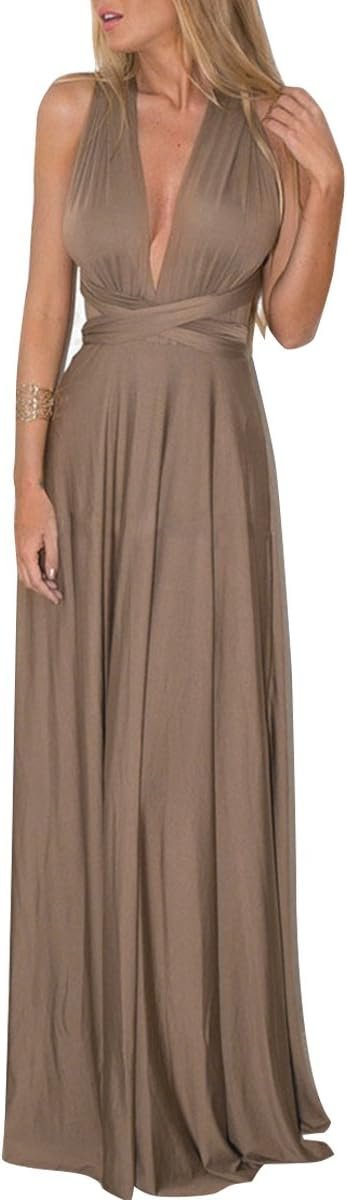 Damska Sukienka Wieczorowa Maxi Multiway Chiffon Elegancka Brązowa L