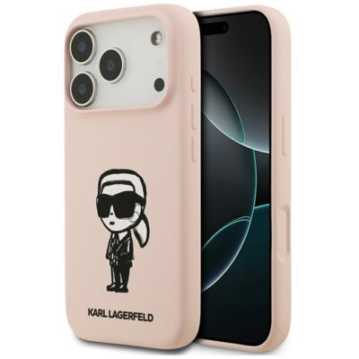 Etui KARL LAGERFELD Silicone Karl Sketch & Logo MagSafe do Apple iPhone 17 Pro Różowy