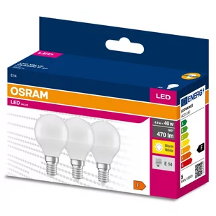 3PAK Żarówka LED E14 P45 4,9W = 40W 470lm 3000K Ciepła 200° OSRAM VALUE - Żarówki LED 3PAK Żarówka LED E14 P45 4,9W = 40W 470lm 3000K Ciepła 200° OSRAM VALUE - Żarówki LED - miniaturka - grafika 1