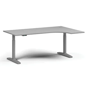 Stół z regulacją wysokości, elektryczny, 675-1325 mm, narożnik prawy, blat 1800x1200 mm, podstawa szara, szary - Stoły i stoliki do biura - miniaturka - grafika 1