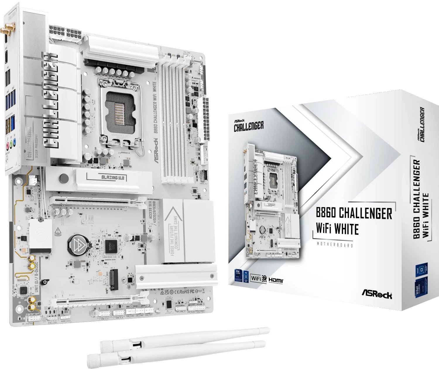 ASRock B860 Challenger WiFi White, 1851 ATX HDMI/USB-C DDR5 90-MXBUB0-A0UAYZ