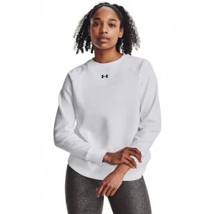 Damska bluza dresowa nierozpinana bez kaptura Under Armour Rival Fleece Crew - biała - UNDER ARMOUR - Bluzy sportowe damskie - miniaturka - grafika 1