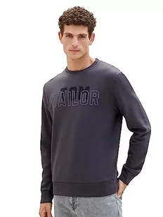 Podstawowa męska bluza TOM TAILOR z okrągłym dekoltem i nadrukiem z logo, 10899-Szary asfalt, XXL - Bluzy męskie - miniaturka - grafika 1