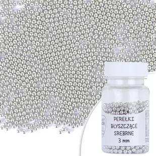 Posypka cukrowa PEREŁKI BŁYSZCZĄCE SREBRNE ⌀ 3 mm Sweet Decor, 40 g - Dodatki do ciast w proszku - miniaturka - grafika 1