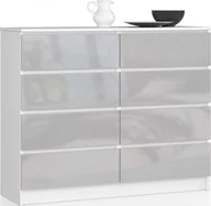 Komody - Elior Nowoczesna komoda do salonu biała + metalik połysk - Stigio 4X - miniaturka - grafika 1