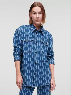 KARL LAGERFELD Koszula jeansowa Monogram 225W1408 Niebieski Oversize - Koszule damskie - miniaturka - grafika 1