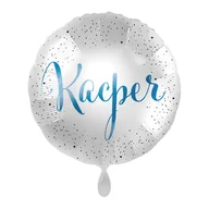 Balony i akcesoria - Balon imienny foliowy Kacper okrągły pakowany 43 cm - miniaturka - grafika 1
