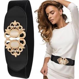 Pasek damski elastyczny czarny złoty szeroki do sukienki guma na talię - Paski Pasek damski elastyczny czarny złoty szeroki do sukienki guma na talię - Paski - miniaturka - grafika 1