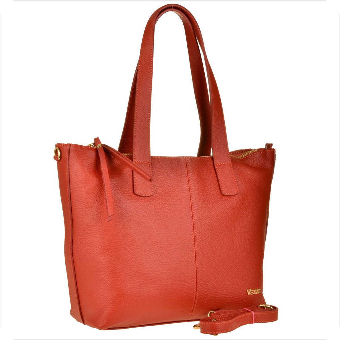 VEZZE Włoska torebka shopper brąz cegła
