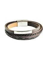 Bransolety męskie - U.S. Polo Assn. Skórzana bransoletka w kolorze brązowym - miniaturka - grafika 1