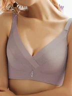 Biustonosze - Modelujący biustonosz z trójkątnymi miseczkami - Fioletowy - miniaturka - grafika 1