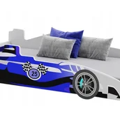 Łóżka dla dzieci i młodzieży - Niebieskie łóżko dziecięce w kształcie samochodu 160x80 cm – W zestawie materac i kompletna konstrukcja, sportowy i zabawny design - miniaturka - grafika 1
