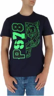 Koszulki męskie - PLEIN SPORT T-shirt męski bawełna niebieski GR82481 - Rozmiar: S - miniaturka - grafika 1