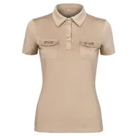 Koszulki jeździeckie - Koszulka polo EQ.QUEEN Khloe 25SS damska Kolor: beżowy, Rozmiar: XS - miniaturka - grafika 1