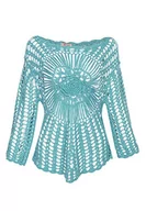 Swetry damskie - ocy Damski sweter szydełkowy 82733686, turkusowy, XL/XXL, turkusowy, XL-XXL - miniaturka - grafika 1