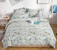Pościel - Cotton World Pościel flanelowa 180x200 FLAAB09 szara gałązka ptaki - miniaturka - grafika 1