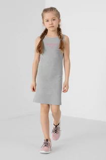 Sukienki i spódniczki dla dziewczynek - 4F sukienka dziecięca kolor szary mini prosta - grafika 1