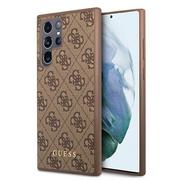 Etui i futerały do telefonów - Guess GUHCS22LG4GFBR S22 Ultra S908 brązowy/brown hard case 4G Metal Gold Logo GUE001857-0 - miniaturka - grafika 1