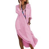 Bluzki damskie - Pareo plażowe luźna długa tunika koszulowa - XXL - miniaturka - grafika 1