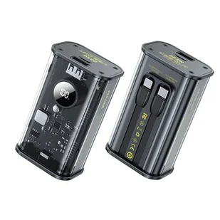 WEKOME WP-345 Vanguard Series - Power bank 10000 mAh Fast Charging z wbudowanym kablem USB-C & Lightning PD 20W + QC 22.5W (Czarny) - Powerbanki - miniaturka - grafika 1