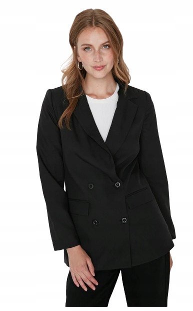 TRENDYOL CZARNY DWURZĘDOWY ŻAKIET Z KLASYCZNYMI KLAPAMI 38 5AA