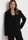 Marynarki i żakiety damskie - Czarna Pudełkowa Marynarka z Kieszeniami z Klapami i Guzikiem Marviana - miniaturka - grafika 1