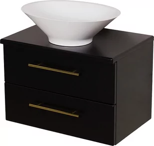 Szafka łazienkowa wisząca 60 cm czarny mat z umywalką nablatową Belli Gold Gante - Szafki łazienkowe - miniaturka - grafika 1