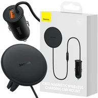 Ładowarki samochodowe - Baseus samochodowa ładowarka bezprzewodowa z uchwytem MagSafe 15W na kratkę nawiewu + USB-A 25W czarna CW01 - miniaturka - grafika 1