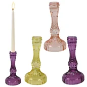 Świeczniki - Świecznik szklany diamentowe zdobienia długi 17cm - miniaturka - grafika 1