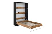 Łóżka - Półkotapczan pionowy Loft 140x200 Basic New Elegance - czarny / dąb lancelot - miniaturka - grafika 1