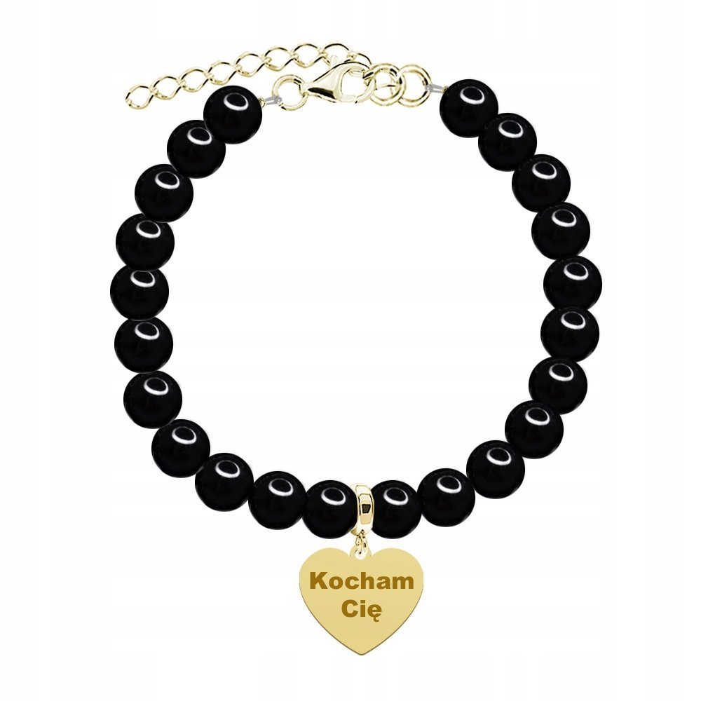 Bransoletka Złota na Dzień Matki z Perłami 925 Grawer Życzenia Gratis