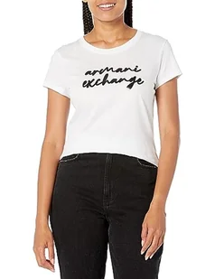 Armani Exchange Pima Cotton Signature Logo Tee T-Shirt damski, biały, S - Koszulki i topy damskie - miniaturka - grafika 1