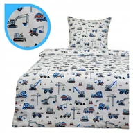 Pościel dla dzieci - Pościel Dziecięca 140x200 1 x 50x70 Koparki Niebieskie Na Białym Bawełna - miniaturka - grafika 1