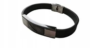 Bransolety męskie - PROSTA SKÓRZANA CZARNA BRANSOLETKA MĘSKA STAL REGU - miniaturka - grafika 1