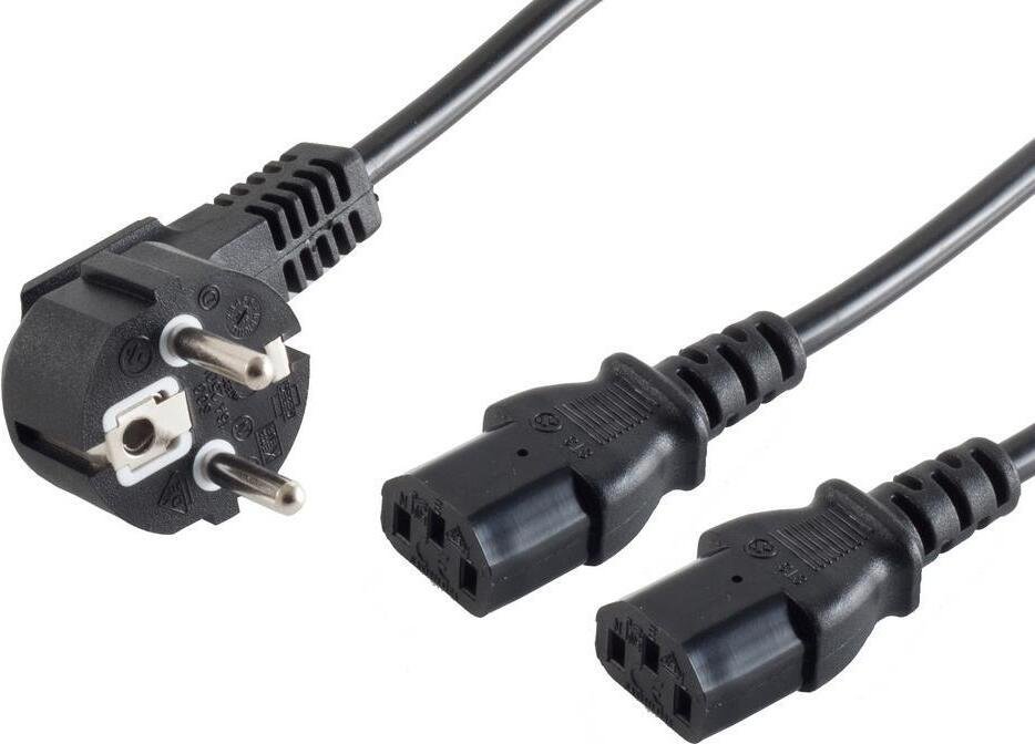 Kabel sieciowy S/CONN maximum connectivity Y, wtyczka bezpieczeństwa do gniazda 2x IEC, 1,8 m (60018)