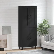 Witryny - vidaXL Witrynka, czarna, 69,5x34x180 cm, materiał drewnopochodny - miniaturka - grafika 1