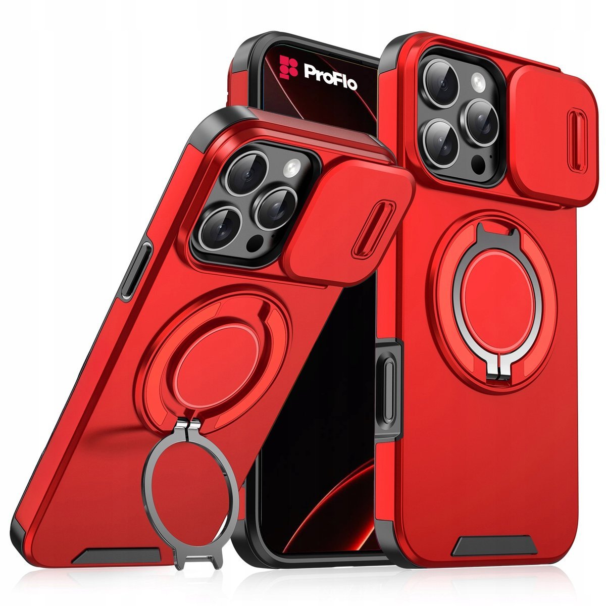 Etui do iPhone 15 Pro Max Czerwone Pancerne Zamykana Osłona do MagSafe