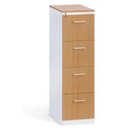 Szafy biurowe - Kartoteka metalowa KOMBI z drewnianym frontem A4, 4 szuflady, szary/buk - miniaturka - grafika 1